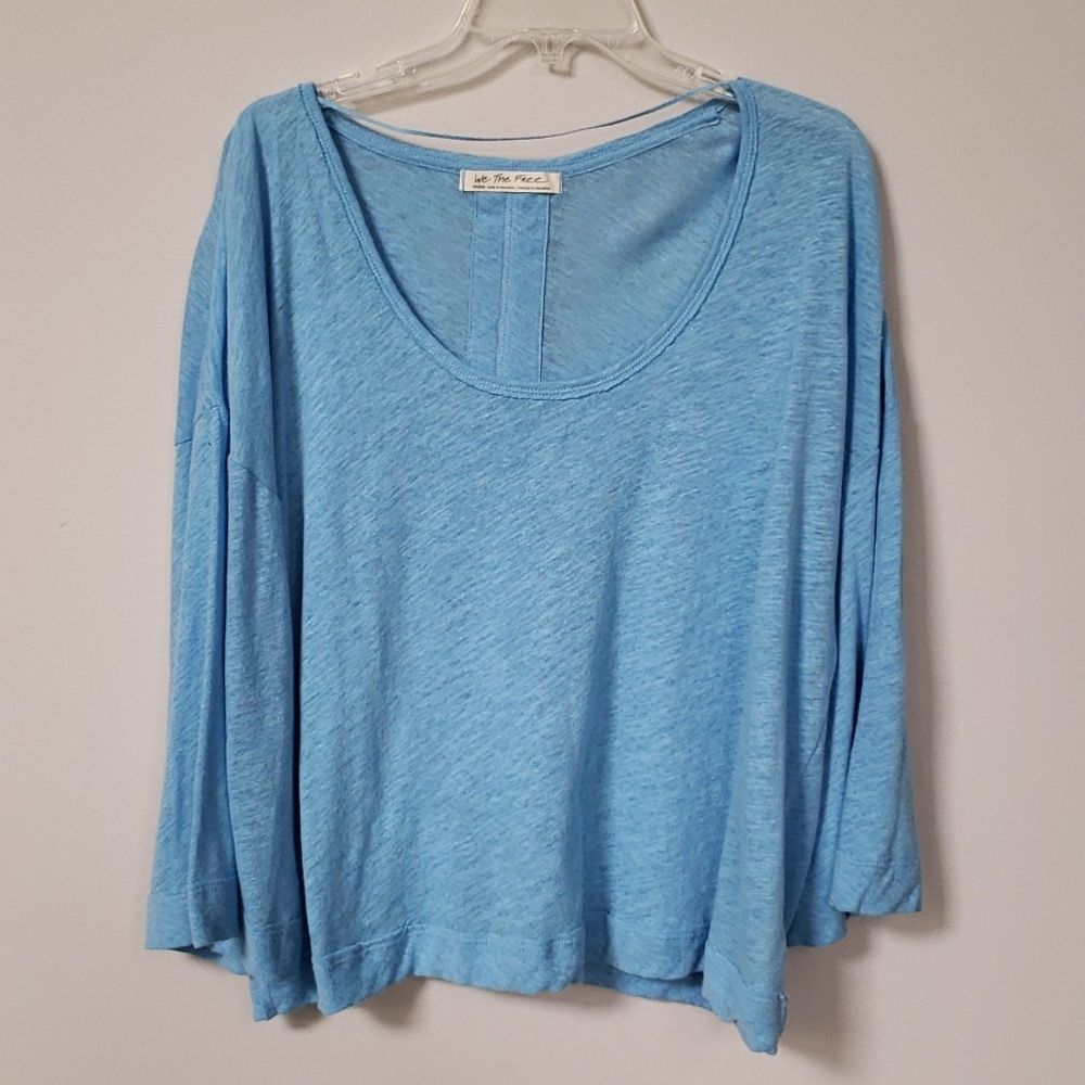 We The Free Shirt Womens M Fresh Start Tee Relaxed Fit Linen Cotton Beachy Top